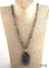 Boho Necklace, RH Rose Quart Amazonite, Oval Blue White Black Natural Stone